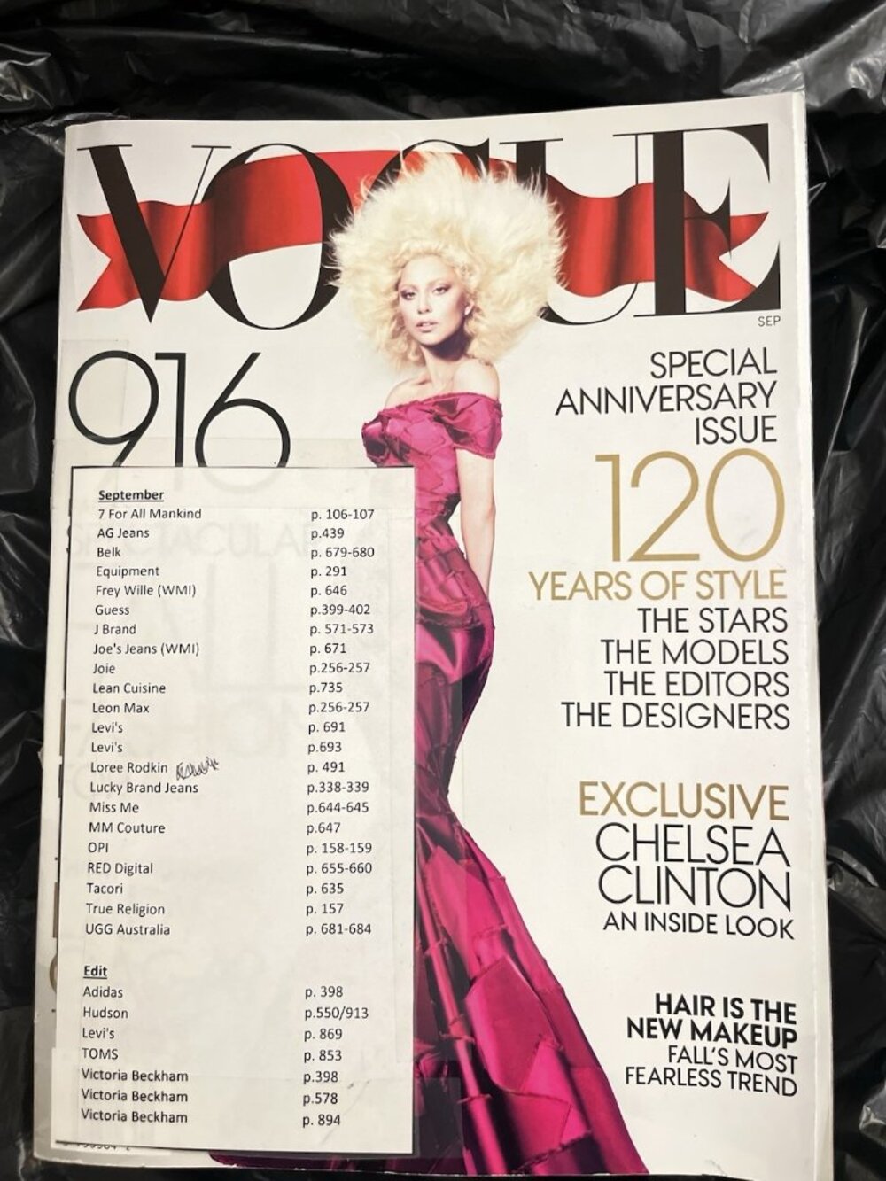 Vogue Magazine September 2012 Lady Gaga Special Anniversary Issue 120 Years-USED